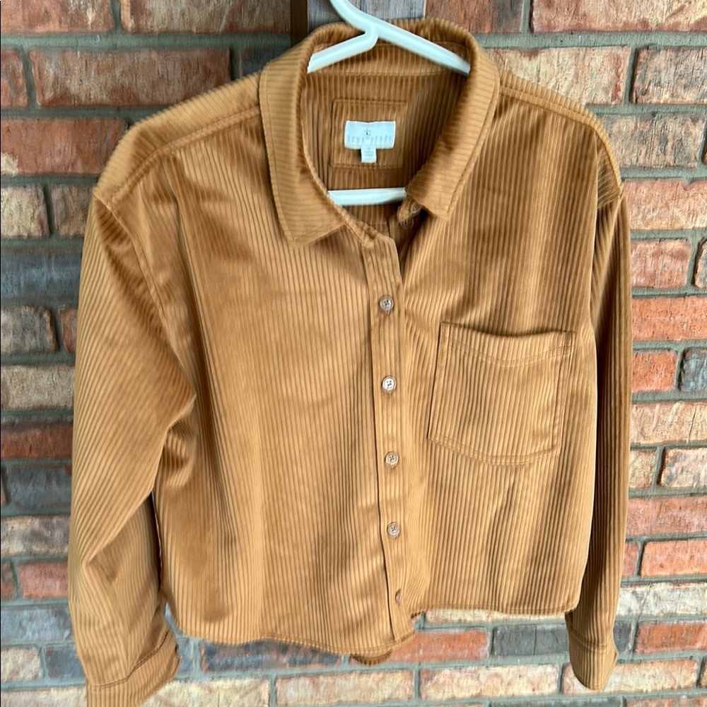 Tan Corduroy Button-Up Shirt